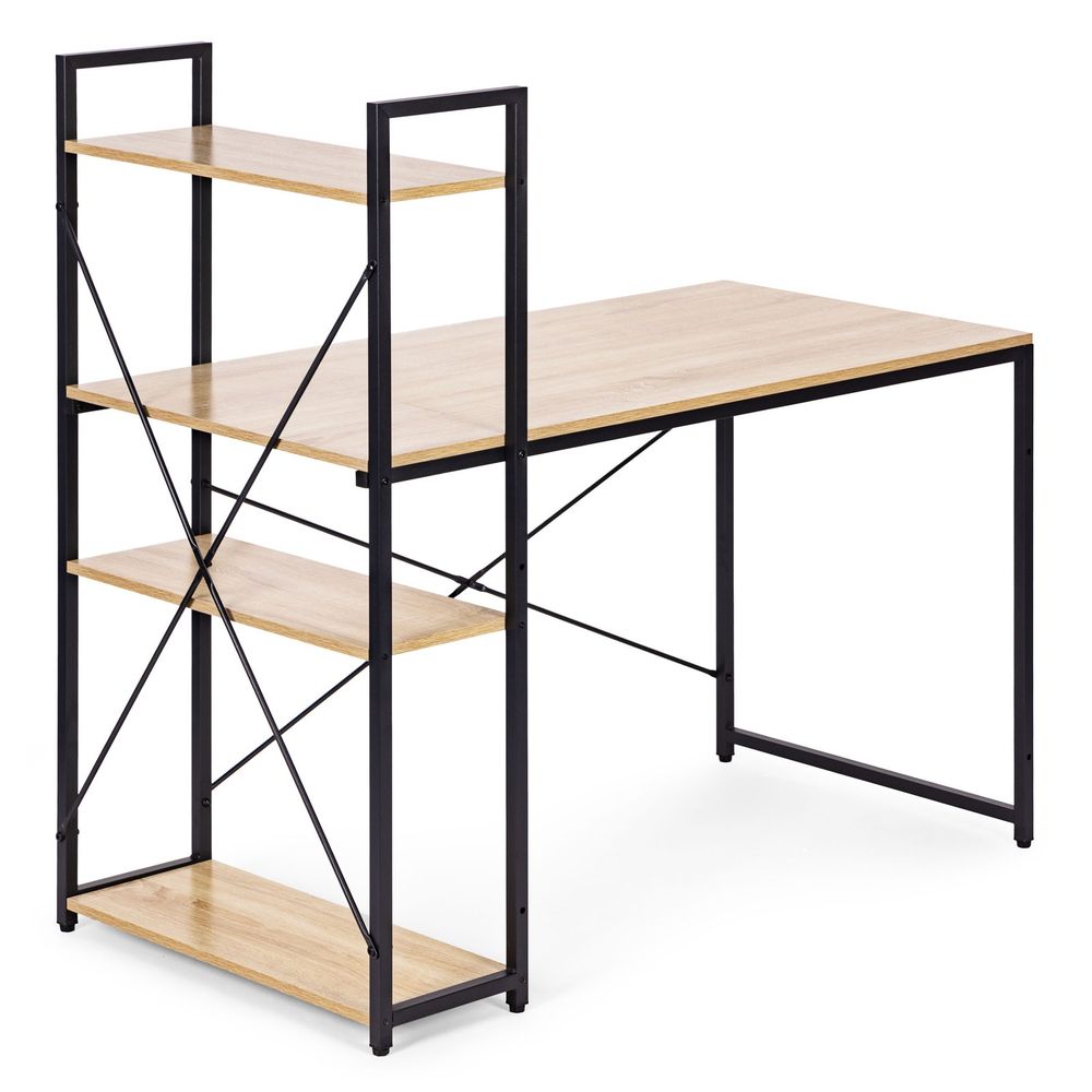 ModernHome uredski stol 120 × 60 cm s policom i 3 police – loft stil slika 5