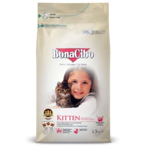 BonaCibo Super Premium hrana za mačke: mače - piletina i pirinač sa sardinom - 1,5kg slika 1