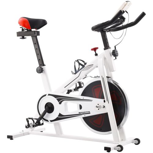 Sobni bicikl za vježbanje sa senzorima pulsa bijelo-crveni slika 25