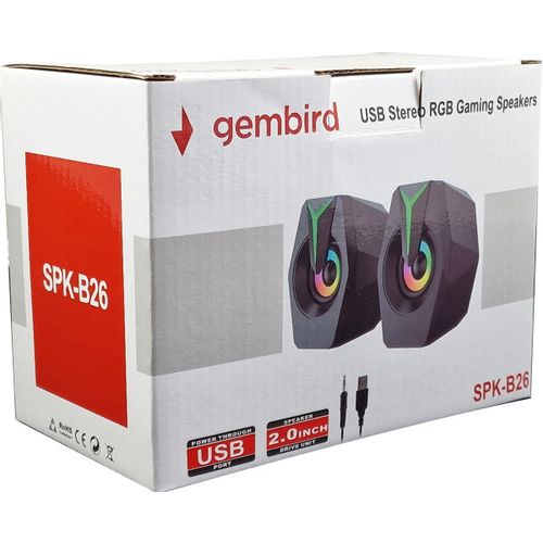 SPK-B26 * Gembird Stereo zvucnici black LED, 2.0 inch, 6W RMS (2x3W) USB pwr, volume control, 3,5mm slika 4