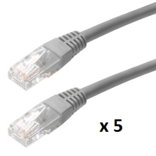 SBOX patch kabel UTP Cat 5e, 5m, sivi, 5 kom slika 1