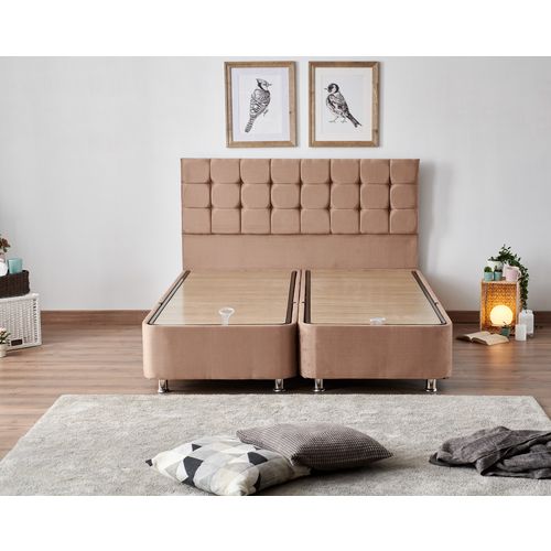 Helen - Light Brown (160 x 200) Light Brown Double Mattress, Base & Headboard slika 2