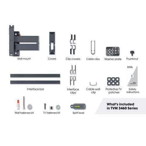 Vogels TVM3463, zidni nosač za ekrane od 32"-65", nagib do 20° pomak 180°, 25kg slika 6