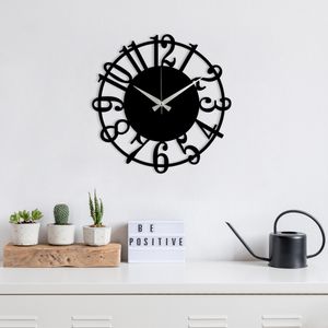 Enzoclock - S006 Black Decorative Metal Wall Clock