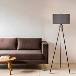 Fısco Tripod Crni Lambader sa Tamno Sivim Abajurima