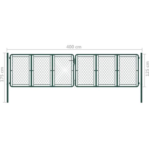 Vrtna vrata čelična 400 x 125 cm zelena slika 17