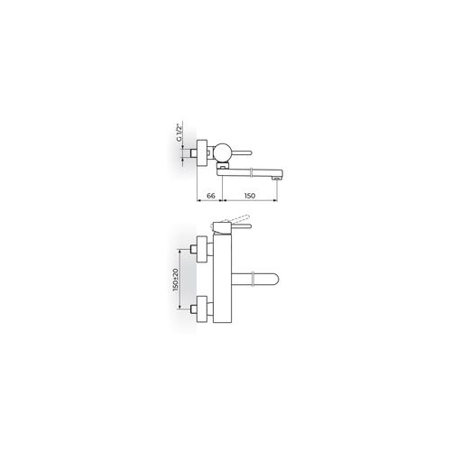 Rosan  ZERRO Baterija za sudeperu-lavabo izliv 150mm slika 2