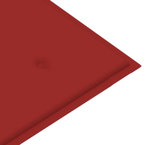 Vrtna klupa s crvenim jastukom 120 cm od masivne tikovine slika 7