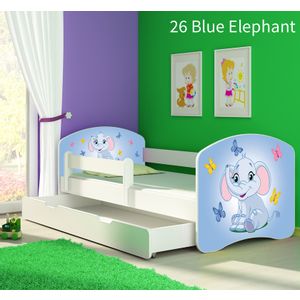 Dječji krevet ACMA s motivom, bočna bijela + ladica 160x80 cm 26-blue-elephant