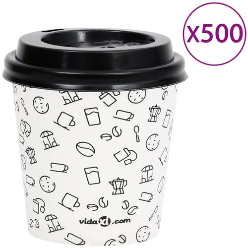 Papirnate čaše za kavu s poklopcima 120 ml 500 kom bijelo-crne slika 7