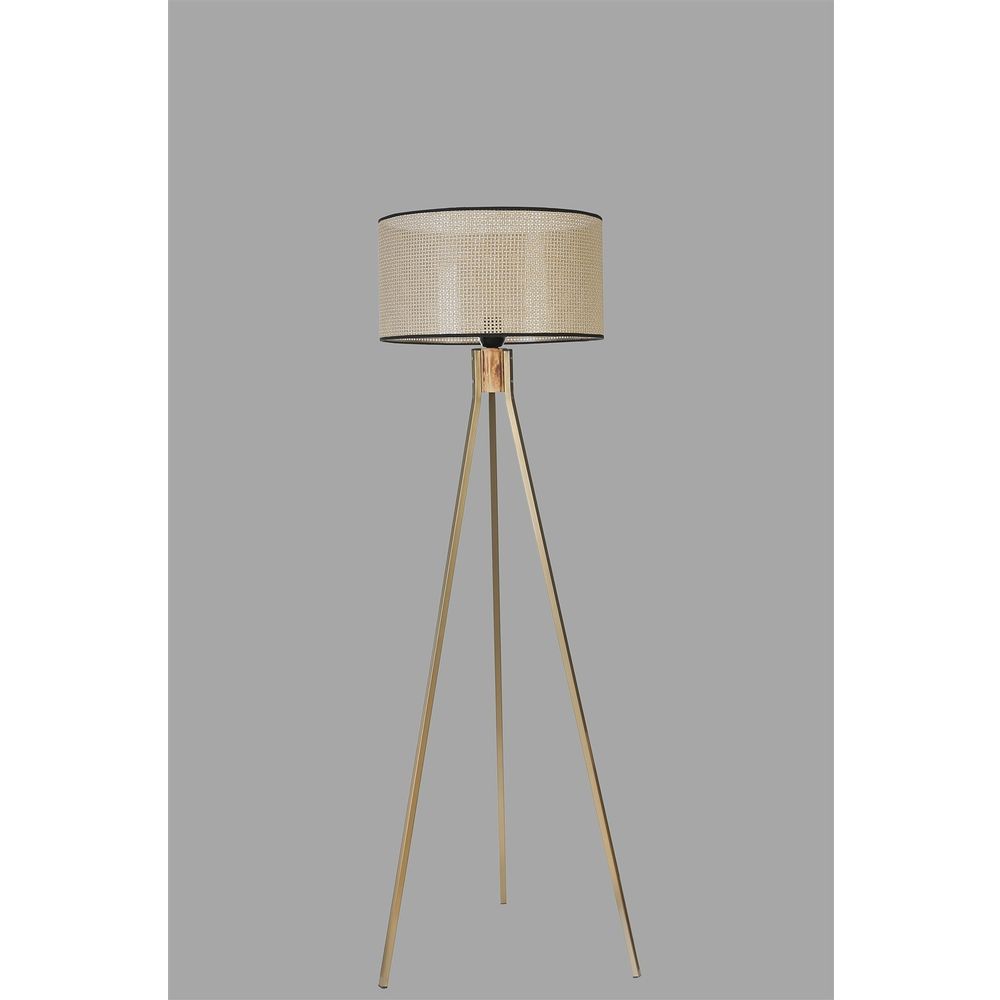 Fısco Tripod Eskitme Lambader Silindir Petek Abajurlu Gold Floor Lamp slika 4