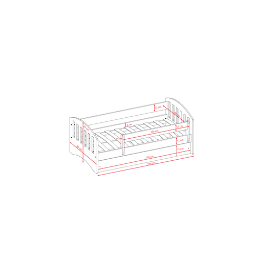 Drveni dječji krevet Classic s ladicom - bijeli - 180*80cm slika 6