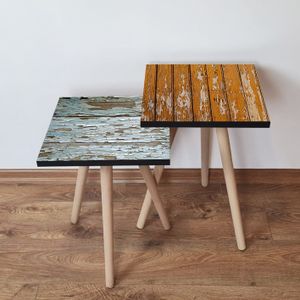Nesting stolovi 2Shp516 - (2 komada) - boje: zelena, bež, smeđa