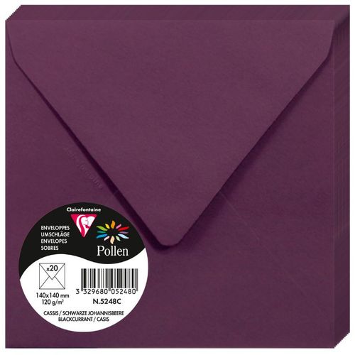 Clairefontaine kuverte Pollen 140x140mm 120gr blackcurrant 1/20 slika 1