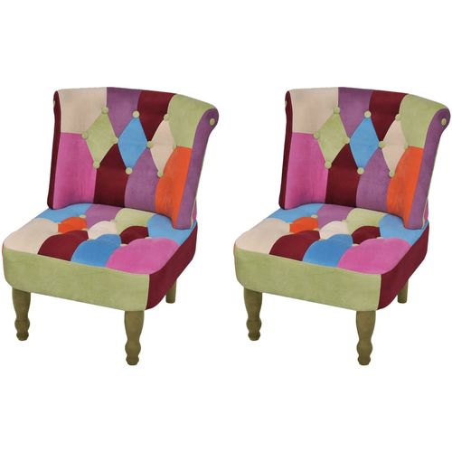 Francuske stolice od tkanine 2 kom patchwork dizajn slika 32