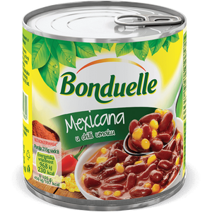 Bonduelle Mexicana, Crveni grah s kukuruzom u chilli umaku 430g, ocjeđena masa 200g