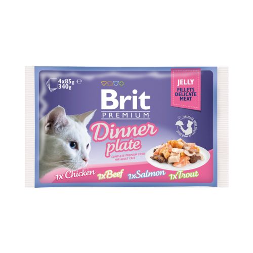 Brit Premium Cat Dinner plate, komadići delikatnog mesa u želeu, 340 g (4 x85 g) slika 1