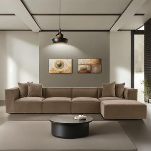 Sora (L1-O1-O1-1R-POUFFE) - Ugao Sofa u Boji Braon