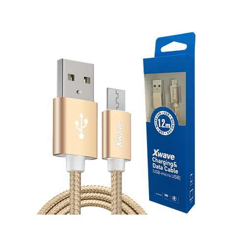 Xwave Kabl USB2.0 na Micro USB 1.2M,2A,aluminium,upleteni zlatni slika 1