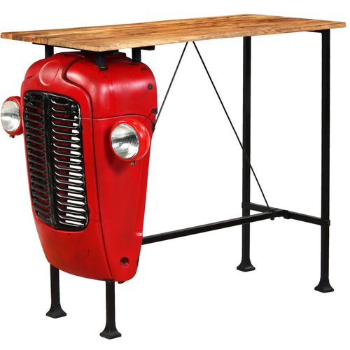 Barski stol u obliku traktora od masivnog drva manga crveni 60 x 120 x 107 cm slika 3
