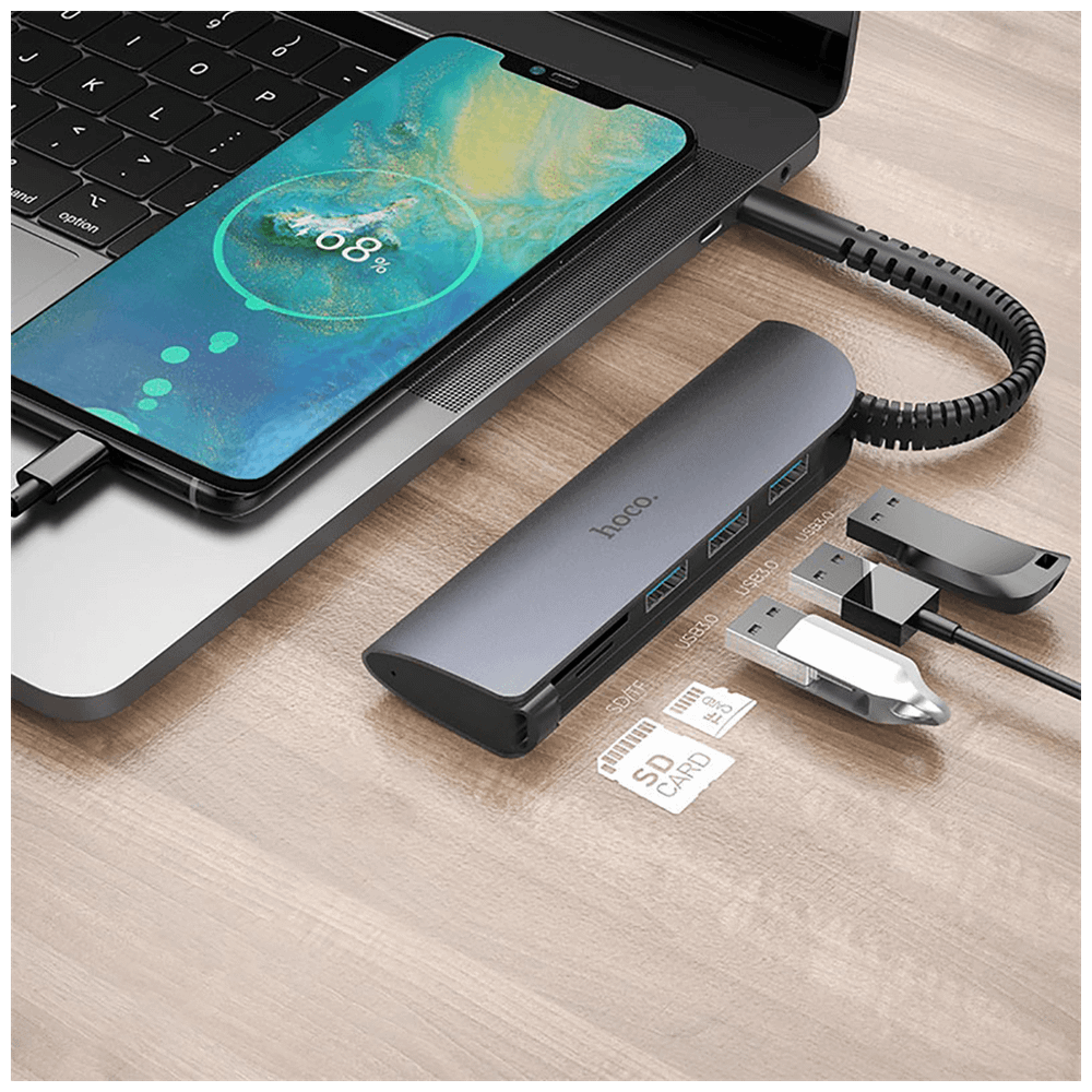 hoco. Konverter USB HUB type C to USB3.0/microSD/SD čitač - HB17 Easy connect slika 6