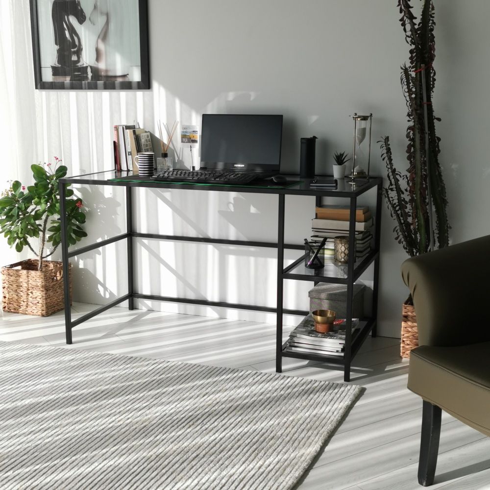 Master Radni Stol M101F Black - 130x60cm sa Staklenom Pločom slika 3