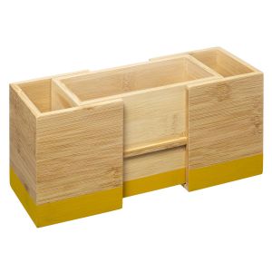 Five produživi držač kuhinjskog pribora modern 18x10x12cm bambus žuti