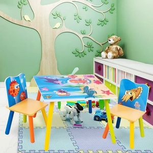 Kinder Home Dječiji drveni sto sa dvije stolice Sea Adventure