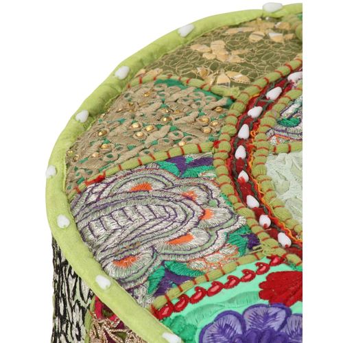 Tabure s patchworkom okrugli pamučni 40 x 20 cm zeleni slika 18