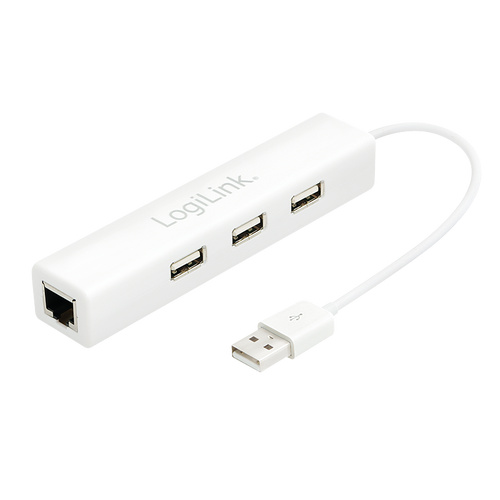 Logilink HUB USB 2.0, 3 port, 1 LAN, mrežni adapter slika 1