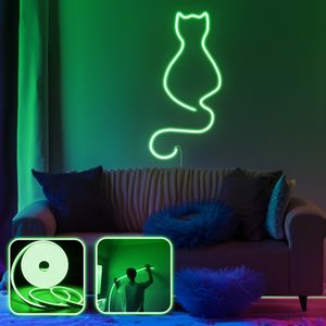 Daisy the Cat - Medium - Green Green Decorative Wall Led Lighting