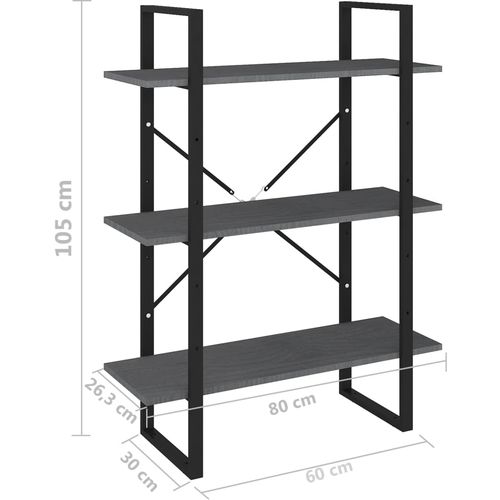 Ormarić za knjige s 3 razine sivi 80x30x105 cm masivna borovina slika 17