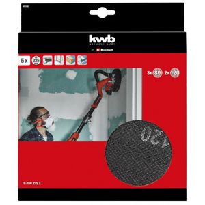 KWB Set brusnog papira 225 mm, 5/1, (G80x3, G120x2), za TC-DW 225