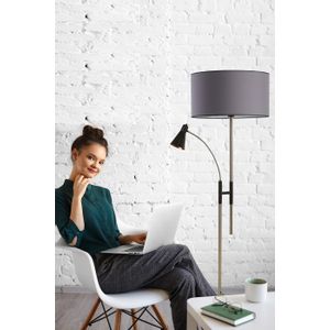 Forza Mat Krom Lambader Silindir Koyu Gri Abajurlu Anthracite Floor Lamp