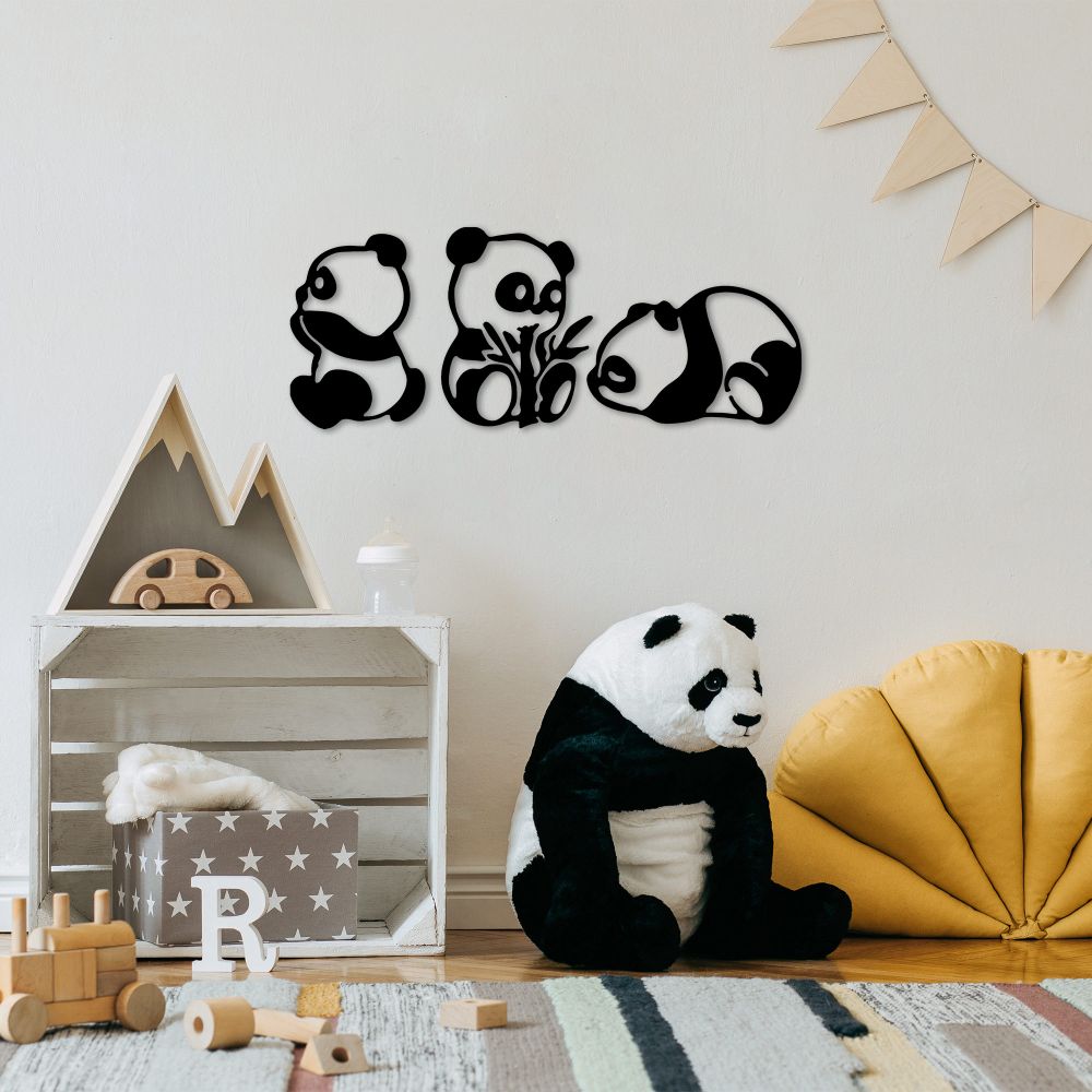 Pandas - 298 Crni Dekorativni Metalni Zidni Ukras slika 1