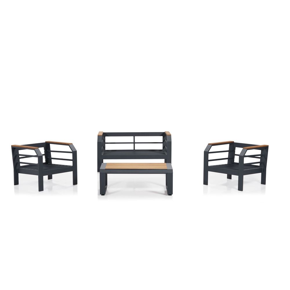 Assento 2+1+1+S - Sivi, Crni Sivi Crni Vrtni Lounge Set slika 2