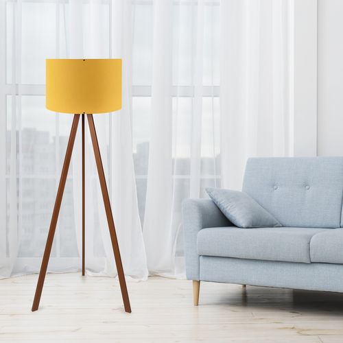 Opviq Podna lampa OAK žuta- drvo, 70% MDF- 30% platno , 38 x 140 cm, promjer sjenila 38 cm, duljina kabla 200 cm, E27 60 W max., AYD-1565 slika 2