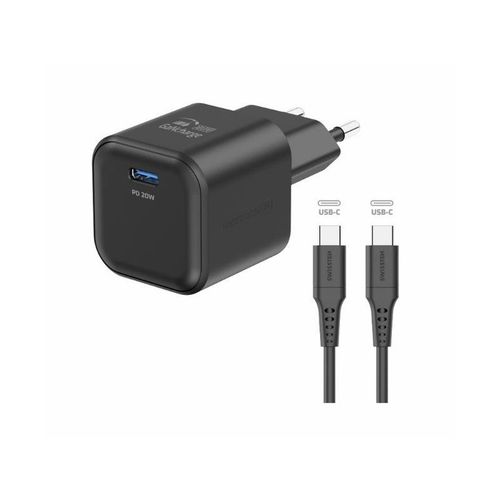 SWISSTEN punjač za AC220, GaN, 20W, 1xUSB-C, 3A, crni + USB-C kabel slika 2