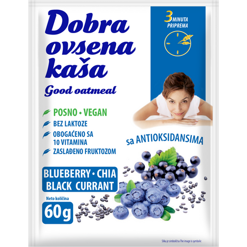 DOBRA OVSENA KAŠA sa čia semenkama,borovnicom i crnom ribizlom 60g slika 1