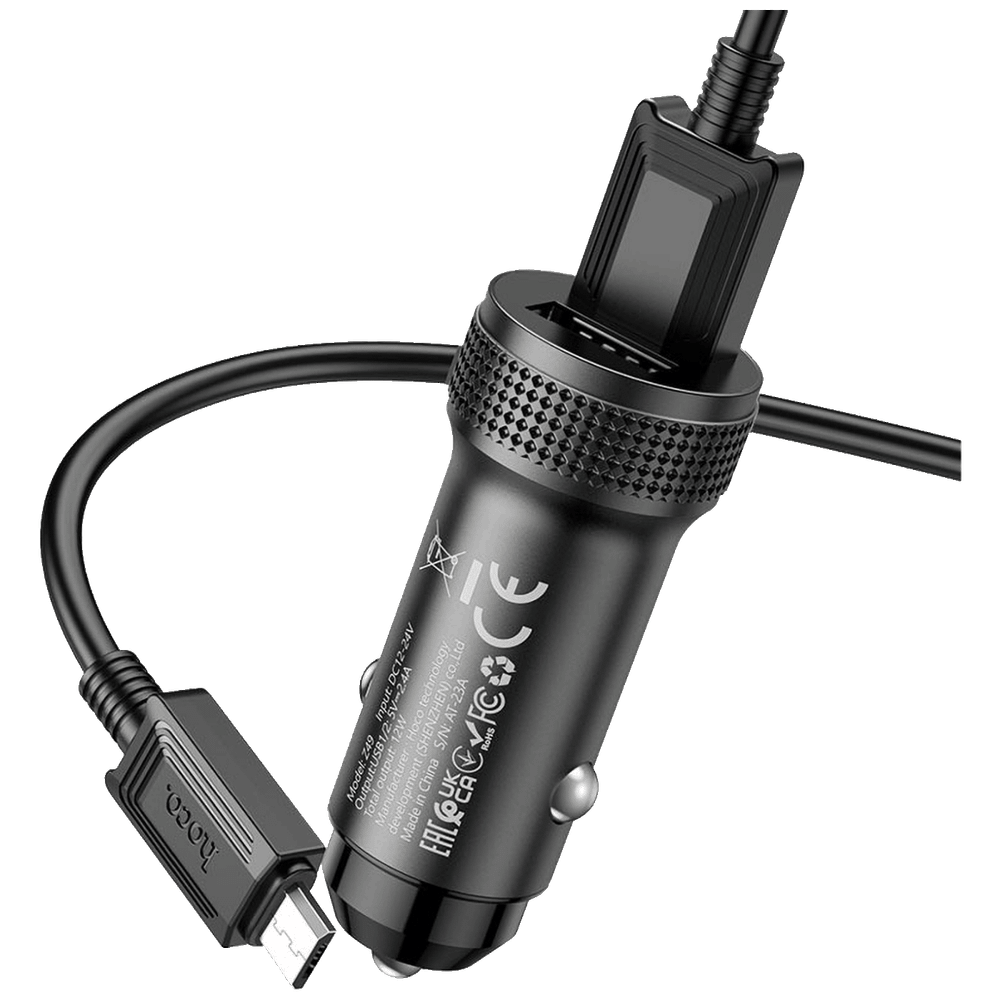 hoco. Auto punjač sa microUSB kabelom, 2 x USB, 2.4 A, 12W - Z49 Level slika 3