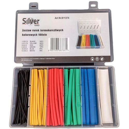 Silver set termoskupljajućih cijevi, 100 komada, mješovite boje slika 1