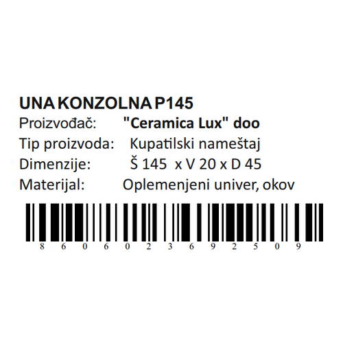 Ceramica lux    Una donji deo P 145 konzolna 300256 slika 5