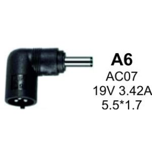 NPC-AC07 (A6) Gembird konektor za punjac 65W-19V-3.42A, 5.5x1.7mm (Acer-Dell-HP)