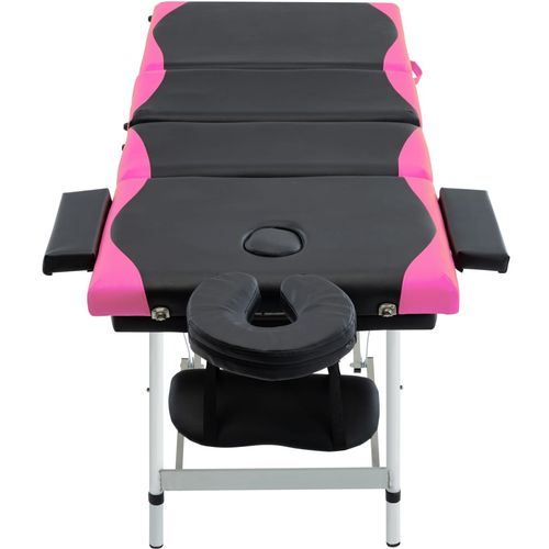 Sklopivi masažni stol s 4 zone aluminijski crno-ružičasti slika 33