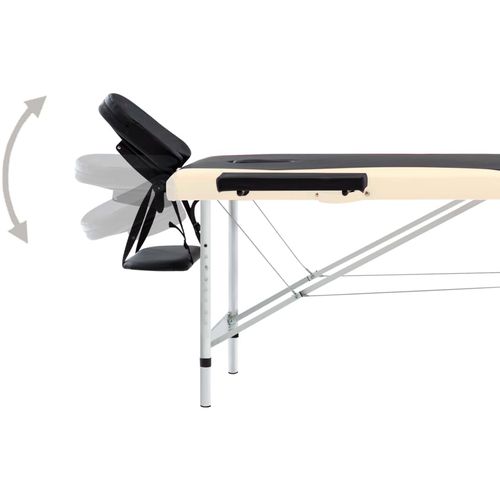 Sklopivi masažni stol s 2 zone aluminijski crno-bež slika 29