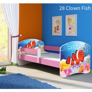 Dječji krevet ACMA s motivom, bočna roza 140x70 cm 28-clown-fish