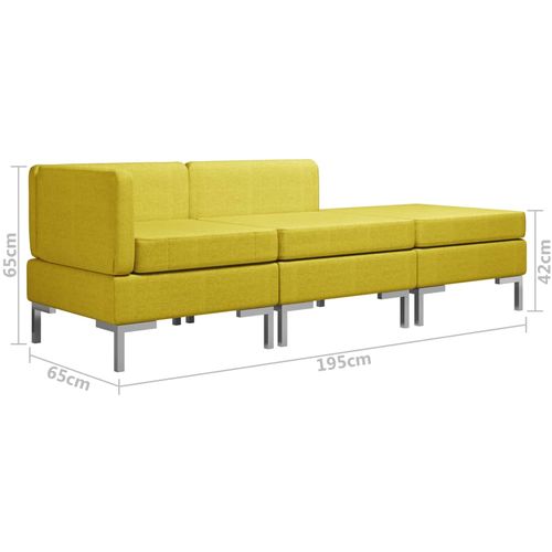 3-dijelni set sofa od tkanine žuti slika 23