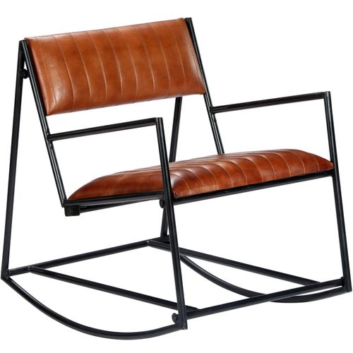 282903 Rocking Chair Brown Real Leather slika 1