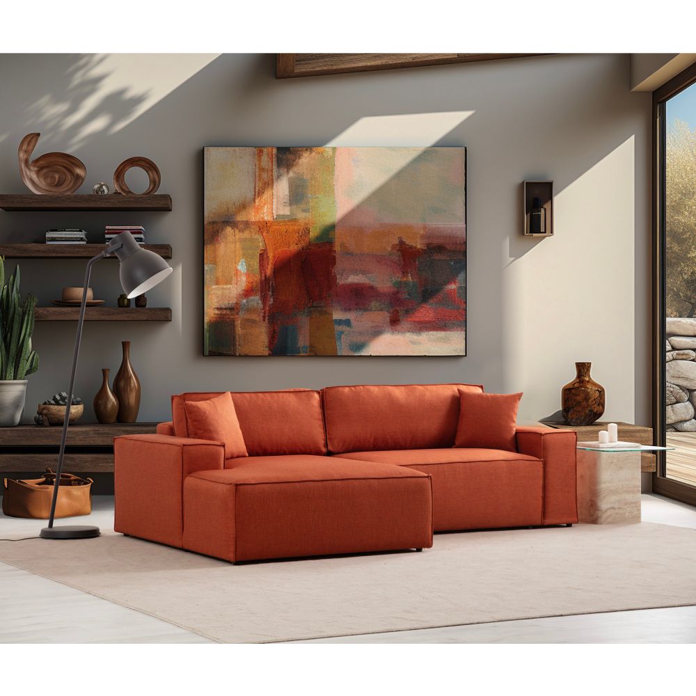 Pırlo Kutni Sofa na Razvlačenje - Narandžasti slika 2