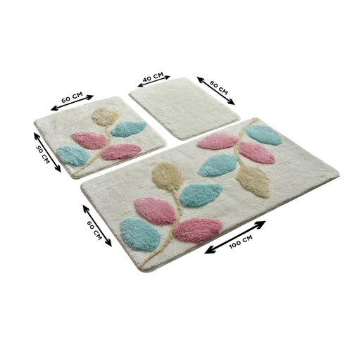 İnnovia - Ecru Multicolor Acrylic Bathmat Set (3 Pieces) slika 3